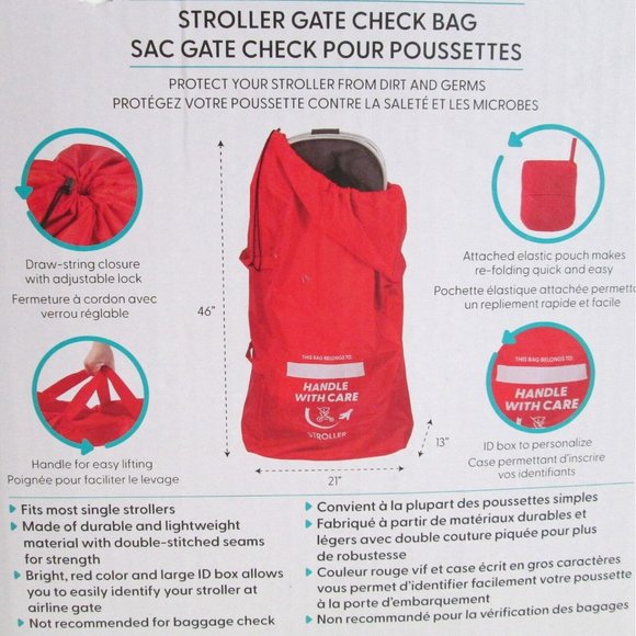 Belle On The Go Red Stroller Gate Check Bag Air Travel Cover New In Box - Picture 7 of 10